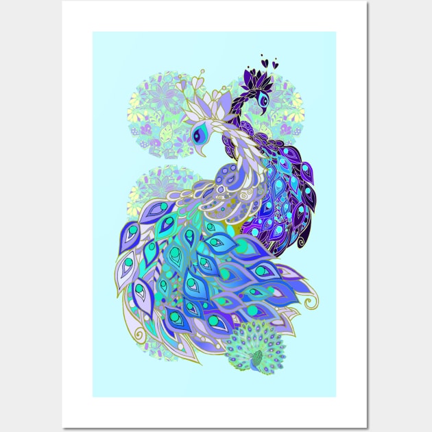 Silver-Green Peacock Wall Art by nocturne-design